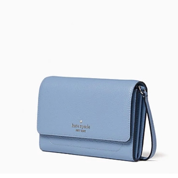 NEW kate spade New York Leather Harlow Wallet On A String In Dusty Blue - Picture 2 of 9
